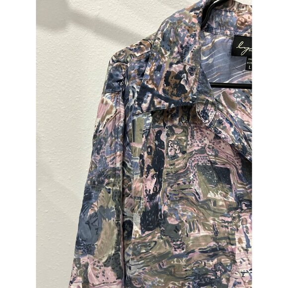 Vintage Lynne Ritchie Silk Blouse Large Abstract Artsy Pattern Top Sz L - Picture 4 of 9